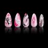 imageBABALAL Brown Fall Press on Nails Stiletto Fake Nails Long Glue on Nails Y2k Sliver Flame Goth Design Acrylic Nails 3D DIY Manicure False NailsANI19