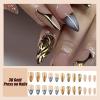 imageBABALAL Press on Nails Almond Medium Fake Nails Orange Pink Glue on Nails 3D Texture Ripple Flower Handmade Acrylic Nails French Tip False Nails 24Pcs Stiletto Manicure Coquette Stick on NailsANP05