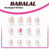 imageBABALAL Press on Nails Almond Medium Fake Nails Orange Pink Glue on Nails 3D Texture Ripple Flower Handmade Acrylic Nails French Tip False Nails 24Pcs Stiletto Manicure Coquette Stick on NailsANP21