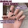 imageBABALAL Press on Nails Almond Medium Fake Nails Orange Pink Glue on Nails 3D Texture Ripple Flower Handmade Acrylic Nails French Tip False Nails 24Pcs Stiletto Manicure Coquette Stick on NailsANP24