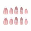 imageBABALAL Press on Nails Almond Medium Fake Nails Orange Pink Glue on Nails 3D Texture Ripple Flower Handmade Acrylic Nails French Tip False Nails 24Pcs Stiletto Manicure Coquette Stick on NailsANP14