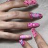 imageBABALAL Press on Nails Almond Medium Fake Nails Orange Pink Glue on Nails 3D Texture Ripple Flower Handmade Acrylic Nails French Tip False Nails 24Pcs Stiletto Manicure Coquette Stick on NailsANP23