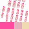 imageBABALAL Press on Nails Almond Medium Fake Nails Orange Pink Glue on Nails 3D Texture Ripple Flower Handmade Acrylic Nails French Tip False Nails 24Pcs Stiletto Manicure Coquette Stick on NailsANP09