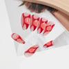 imageBABALAL Press on Nails Almond Medium Fake Nails Orange Pink Glue on Nails 3D Texture Ripple Flower Handmade Acrylic Nails French Tip False Nails 24Pcs Stiletto Manicure Coquette Stick on NailsANP02