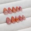 imageBABALAL Press on Nails Almond Medium Fake Nails Orange Pink Glue on Nails 3D Texture Ripple Flower Handmade Acrylic Nails French Tip False Nails 24Pcs Stiletto Manicure Coquette Stick on NailsANP06