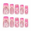 imageBABALAL Press on Nails Almond Medium Fake Nails Orange Pink Glue on Nails 3D Texture Ripple Flower Handmade Acrylic Nails French Tip False Nails 24Pcs Stiletto Manicure Coquette Stick on NailsANP09