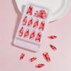 imageBABALAL Press on Nails Almond Medium Fake Nails Orange Pink Glue on Nails 3D Texture Ripple Flower Handmade Acrylic Nails French Tip False Nails 24Pcs Stiletto Manicure Coquette Stick on NailsANP02