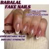 imageBABALAL Press on Nails Almond Medium Fake Nails Orange Pink Glue on Nails 3D Texture Ripple Flower Handmade Acrylic Nails French Tip False Nails 24Pcs Stiletto Manicure Coquette Stick on NailsANP14