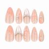 imageBABALAL Press on Nails Almond Medium Fake Nails Orange Pink Glue on Nails 3D Texture Ripple Flower Handmade Acrylic Nails French Tip False Nails 24Pcs Stiletto Manicure Coquette Stick on NailsANP01