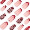imageBABALAL Press on Nails Almond Medium Fake Nails Orange Pink Glue on Nails 3D Texture Ripple Flower Handmade Acrylic Nails French Tip False Nails 24Pcs Stiletto Manicure Coquette Stick on NailsANP15