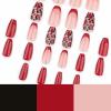 imageBABALAL Press on Nails Almond Medium Fake Nails Orange Pink Glue on Nails 3D Texture Ripple Flower Handmade Acrylic Nails French Tip False Nails 24Pcs Stiletto Manicure Coquette Stick on NailsANP15