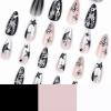 imageBABALAL Press on Nails Almond Medium Fake Nails Orange Pink Glue on Nails 3D Texture Ripple Flower Handmade Acrylic Nails French Tip False Nails 24Pcs Stiletto Manicure Coquette Stick on NailsANP11