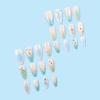 imageBABALAL Press on Nails Almond Medium Fake Nails Orange Pink Glue on Nails 3D Texture Ripple Flower Handmade Acrylic Nails French Tip False Nails 24Pcs Stiletto Manicure Coquette Stick on NailsANP22