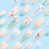 imageBABALAL Press on Nails Almond Medium Fake Nails Orange Pink Glue on Nails 3D Texture Ripple Flower Handmade Acrylic Nails French Tip False Nails 24Pcs Stiletto Manicure Coquette Stick on NailsANP22