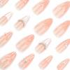 imageBABALAL Press on Nails Almond Medium Fake Nails Orange Pink Glue on Nails 3D Texture Ripple Flower Handmade Acrylic Nails French Tip False Nails 24Pcs Stiletto Manicure Coquette Stick on NailsANP01