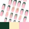 imageBABALAL Press on Nails Almond Medium Fake Nails Orange Pink Glue on Nails 3D Texture Ripple Flower Handmade Acrylic Nails French Tip False Nails 24Pcs Stiletto Manicure Coquette Stick on NailsANP18