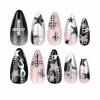 imageBABALAL Press on Nails Almond Medium Fake Nails Orange Pink Glue on Nails 3D Texture Ripple Flower Handmade Acrylic Nails French Tip False Nails 24Pcs Stiletto Manicure Coquette Stick on NailsANP11