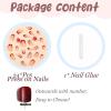 imageBABALAL Press on Nails Almond Medium Fake Nails Orange Pink Glue on Nails 3D Texture Ripple Flower Handmade Acrylic Nails French Tip False Nails 24Pcs Stiletto Manicure Coquette Stick on NailsANP17