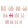 imageBABALAL Press on Nails Almond Medium Fake Nails Orange Pink Glue on Nails 3D Texture Ripple Flower Handmade Acrylic Nails French Tip False Nails 24Pcs Stiletto Manicure Coquette Stick on NailsANP21