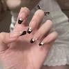imageBABALAL Press on Nails Almond Medium Fake Nails Orange Pink Glue on Nails 3D Texture Ripple Flower Handmade Acrylic Nails French Tip False Nails 24Pcs Stiletto Manicure Coquette Stick on NailsANP24