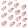 imageBABALAL Press on Nails Almond Medium Fake Nails Orange Pink Glue on Nails 3D Texture Ripple Flower Handmade Acrylic Nails French Tip False Nails 24Pcs Stiletto Manicure Coquette Stick on NailsANP14