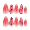 imageBABALAL Press on Nails Almond Medium Fake Nails Orange Pink Glue on Nails 3D Texture Ripple Flower Handmade Acrylic Nails French Tip False Nails 24Pcs Stiletto Manicure Coquette Stick on NailsANP16