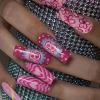 imageBABALAL Press on Nails Almond Medium Fake Nails Orange Pink Glue on Nails 3D Texture Ripple Flower Handmade Acrylic Nails French Tip False Nails 24Pcs Stiletto Manicure Coquette Stick on NailsANP23