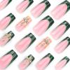 imageBABALAL Press on Nails Almond Medium Fake Nails Orange Pink Glue on Nails 3D Texture Ripple Flower Handmade Acrylic Nails French Tip False Nails 24Pcs Stiletto Manicure Coquette Stick on NailsANP18