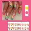 imageBABALAL Square Press on Nails Long Fake Nails Brown French Tip Glue ons Nails with Wild Cheetah Design Acrylic Nails Fall Cherry False Nails 24Pcs Squoval NailsANF20