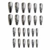 imageBABALAL Square Press on Nails Long Fake Nails Brown French Tip Glue ons Nails with Wild Cheetah Design Acrylic Nails Fall Cherry False Nails 24Pcs Squoval NailsANF04