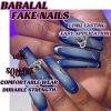 imageBABALAL Square Press on Nails Long Fake Nails Brown French Tip Glue ons Nails with Wild Cheetah Design Acrylic Nails Fall Cherry False Nails 24Pcs Squoval NailsANF12blue