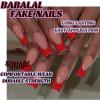 imageBABALAL Square Press on Nails Long Fake Nails Brown French Tip Glue ons Nails with Wild Cheetah Design Acrylic Nails Fall Cherry False Nails 24Pcs Squoval NailsANF17