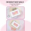 imageBABALAL Square Press on Nails Long Fake Nails Brown French Tip Glue ons Nails with Wild Cheetah Design Acrylic Nails Fall Cherry False Nails 24Pcs Squoval NailsANF12