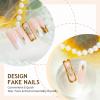 imageBABALAL Square Press on Nails Long Fake Nails Brown French Tip Glue ons Nails with Wild Cheetah Design Acrylic Nails Fall Cherry False Nails 24Pcs Squoval NailsANF07gold