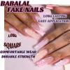 imageBABALAL Square Press on Nails Long Fake Nails Brown French Tip Glue ons Nails with Wild Cheetah Design Acrylic Nails Fall Cherry False Nails 24Pcs Squoval NailsANF12