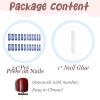 imageBABALAL Square Press on Nails Long Fake Nails Brown French Tip Glue ons Nails with Wild Cheetah Design Acrylic Nails Fall Cherry False Nails 24Pcs Squoval NailsANF12blue