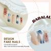 imageBABALAL Square Press on Nails Long Fake Nails Brown French Tip Glue ons Nails with Wild Cheetah Design Acrylic Nails Fall Cherry False Nails 24Pcs Squoval NailsANF10