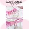 imageBABALAL Square Press on Nails Long Fake Nails Brown French Tip Glue ons Nails with Wild Cheetah Design Acrylic Nails Fall Cherry False Nails 24Pcs Squoval NailsANF11