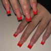 imageBABALAL Square Press on Nails Long Fake Nails Brown French Tip Glue ons Nails with Wild Cheetah Design Acrylic Nails Fall Cherry False Nails 24Pcs Squoval NailsANF17