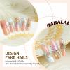 imageBABALAL Square Press on Nails Long Fake Nails Brown French Tip Glue ons Nails with Wild Cheetah Design Acrylic Nails Fall Cherry False Nails 24Pcs Squoval NailsANF09