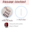 imageBABALAL Square Press on Nails Long Fake Nails Brown French Tip Glue ons Nails with Wild Cheetah Design Acrylic Nails Fall Cherry False Nails 24Pcs Squoval NailsANF12goth