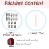 imageBABALAL Square Press on Nails Long Fake Nails Brown French Tip Glue ons Nails with Wild Cheetah Design Acrylic Nails Fall Cherry False Nails 24Pcs Squoval NailsANF04