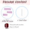 imageBABALAL Square Press on Nails Long Fake Nails Brown French Tip Glue ons Nails with Wild Cheetah Design Acrylic Nails Fall Cherry False Nails 24Pcs Squoval NailsANF02
