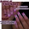 imageBABALAL Square Press on Nails Long Fake Nails Brown French Tip Glue ons Nails with Wild Cheetah Design Acrylic Nails Fall Cherry False Nails 24Pcs Squoval NailsANF02