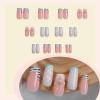 imageBABALAL Square Press on Nails Long Fake Nails Brown French Tip Glue ons Nails with Wild Cheetah Design Acrylic Nails Fall Cherry False Nails 24Pcs Squoval NailsANF03blue