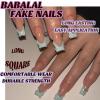 imageBABALAL Square Press on Nails Long Fake Nails Brown French Tip Glue ons Nails with Wild Cheetah Design Acrylic Nails Fall Cherry False Nails 24Pcs Squoval NailsANF18