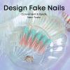 imageBABALAL Square Press on Nails Long Fake Nails Brown French Tip Glue ons Nails with Wild Cheetah Design Acrylic Nails Fall Cherry False Nails 24Pcs Squoval NailsANF16