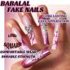imageBABALAL Square Press on Nails Long Fake Nails Brown French Tip Glue ons Nails with Wild Cheetah Design Acrylic Nails Fall Cherry False Nails 24Pcs Squoval NailsANF11chrome