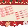imageBABALAL Square Presson Nails  Long 3D Flower Rhinestone Acrylic 24Pcs Squoval Stickons  White Glue Manicure False Nails for Women GirlsFNP09xmas