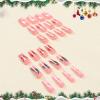 imageBABALAL Square Presson Nails  Long 3D Flower Rhinestone Acrylic 24Pcs Squoval Stickons  White Glue Manicure False Nails for Women GirlsFNP09xmas